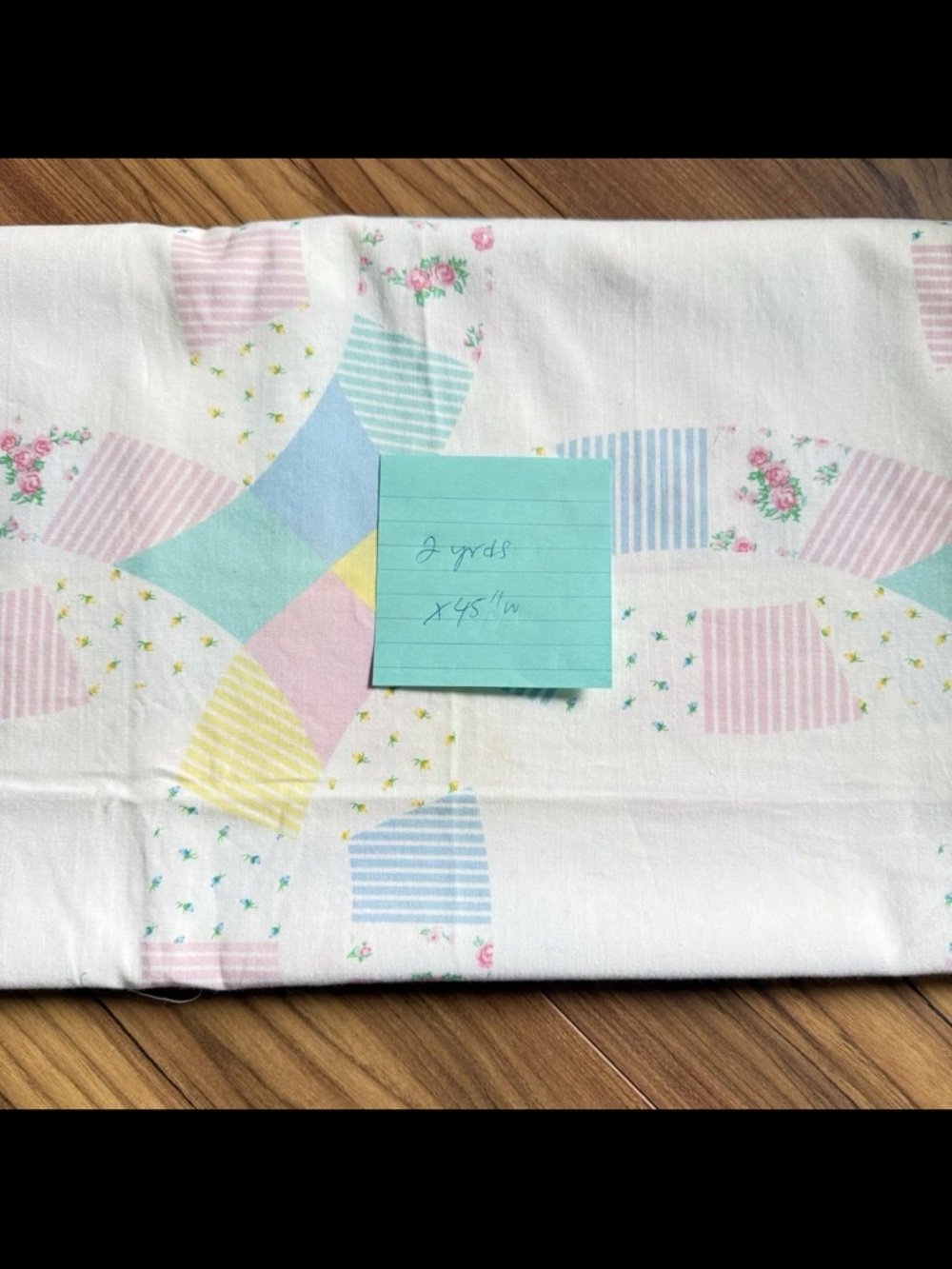 VTG Spring Industries Wedding Ring Cheaters Quilt Cotton Fabric Pastels 2 yards - Picture 11 of 11